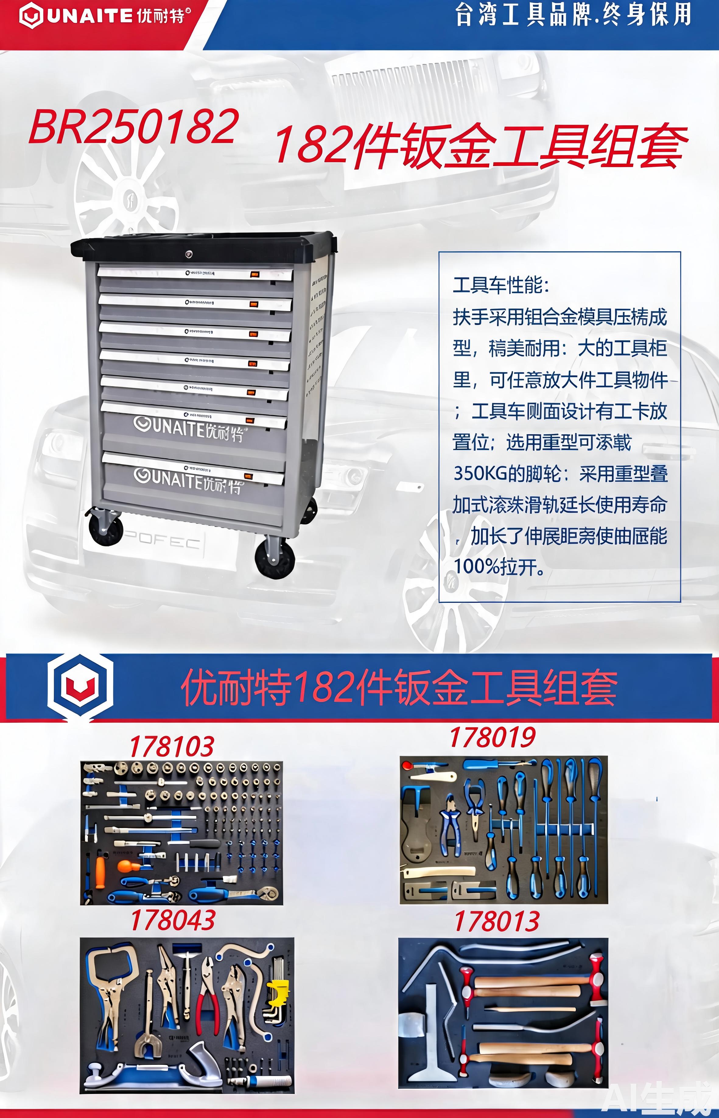 BR250182 182件钣金工具组套